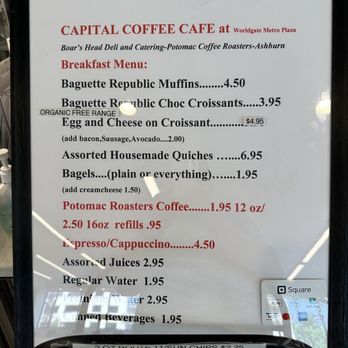 Capital Coffee Cafe - a menu for breakfast - Cafes Near Me - Herndon, Virginia