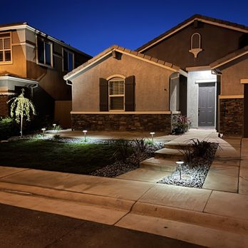 Duarte Home Improvements - a front yard at night - Fences & Gates Near Me Duarte Home Improvements - a front yard at night - Fences & Gates Near Me