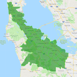 Natural Green ReLeaf - Map of where we deliver to in the Bay Area.