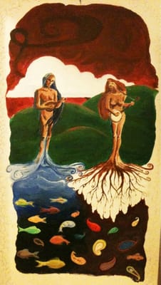 Photo of Dahlak Restaurant - Washington, DC, DC, US. Mural in the ladies' restroom (don't ask).