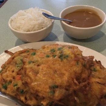 Mandarin Delight - 3 paddies of chicken egg foo young with brown sauce and rice - Chinese Near Me - Beltsville, Maryland Mandarin Delight - 3 paddies of chicken egg foo young with brown sauce and rice - Chinese Near Me - Beltsville, Maryland