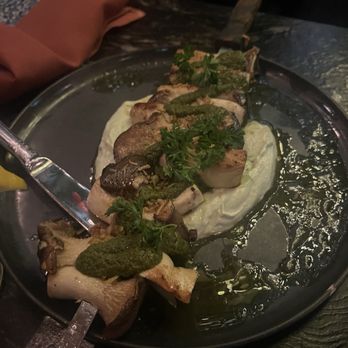 Beatnik On The River - MUSHROOM KEBAB Oyster Mushrooms, Green Garlic Yogurt, Chermoula DAIRY GLUTEN FREE VEGETARIAN - Cocktail Bars Near Me - Chicago, Illinois Beatnik On The River - MUSHROOM KEBAB Oyster Mushrooms, Green Garlic Yogurt, Chermoula DAIRY GLUTEN FREE VEGETARIAN - Cocktail Bars Near Me - Chicago, Illinois