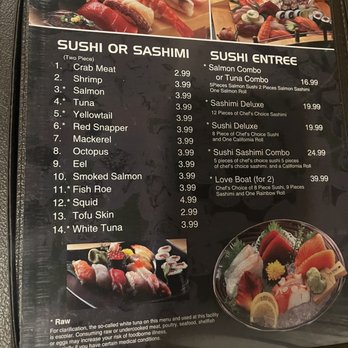 Ninja Sushi Steak House - menu - Sushi Bars Near Me - Fort Dodge, Iowa