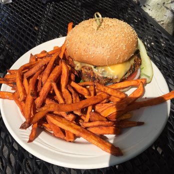 The Silver Dollar Bar & Grill - Veggie burger with sweet potato fries - American Near Me - Jackson, Wyoming