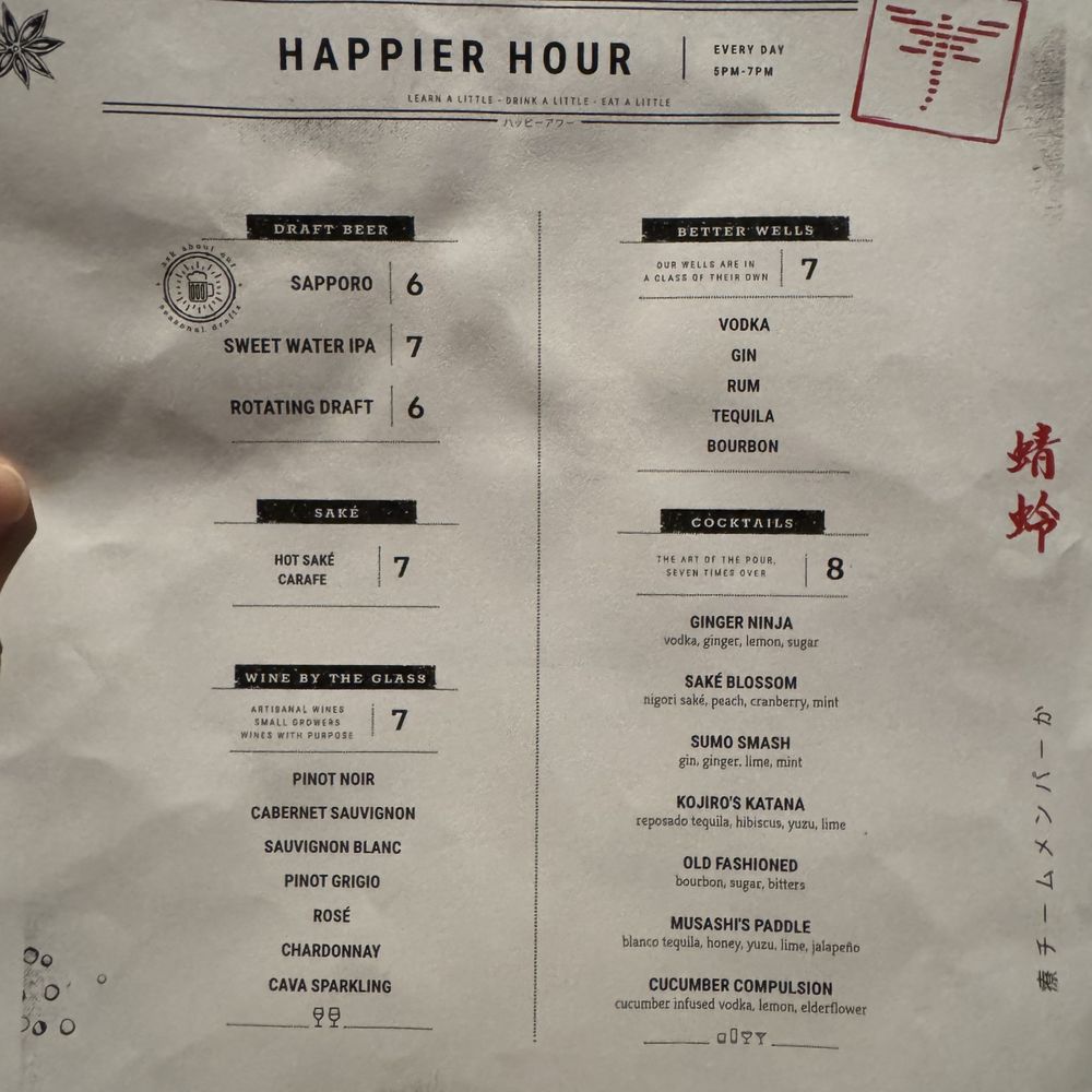 Dragonfly Robata Grill & Sushi - Happy Hour Menu (Drinks) - Sushi Bars Near Me - Orlando, Florida