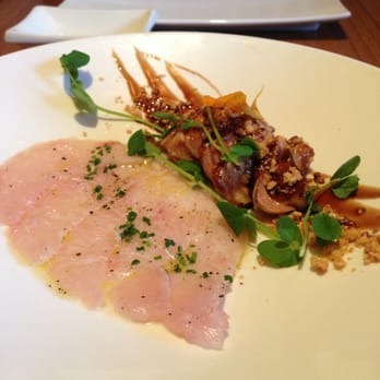 Kata Robata - Hawaiian Amberjack Sashimi + Foie Gras (over lime juice, olive oil, hazelnuts, and chive) - Sushi Bars Near Me - Houston, Texas
