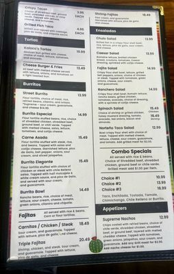 Menu photo 3 Kaloca's Mexican Grill Red Bluff, CA