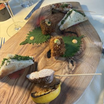 That Pasta Club - Snack Trio featuring grilled mahi-mahi, foie gras, and prawn toast - Supper Clubs Near Me - Park Ridge, New Jersey