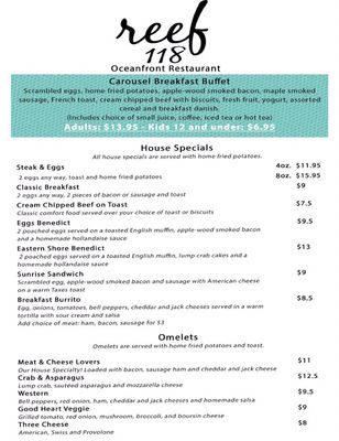 Menu photo 4 Reef 118 Oceanfront Ocean City, MD