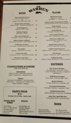 Menu photo 1 The Warren New York, NY Menu photo 1 The Warren New York, NY