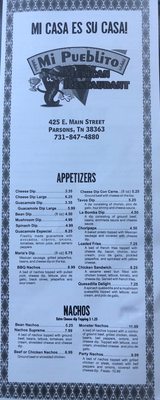 Menu photo 6 Mi Pueblito Parsons, TN Menu photo 6 Mi Pueblito Parsons, TN