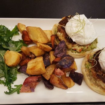 Jam! - Crab Benedict with arugula salad & avocadomashed under the crab cake & poached egg. - Breakfast & Brunch Near Me - Bozeman, Montana
