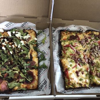 Backlot Taphouse - Left is the prosciutto one with half goat cheese and right is veggie medley but add green peppers and no artichoke or mushrooms - Beer Bar Near Me - Omaha, Nebraska