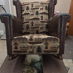 SUN Upholstery & Fabric - This rocking chairs leather was looking worn.