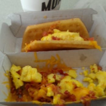 Taco Bell - No joke, this is what I got when I opened it. The eggs were plastered to the cardboard , ironic, since it tastes like cardboard. - Fast Food Near Me - Everett, Massachusetts