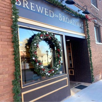 Brewed On Broadway - a wreath in the window - Cafes Near Me - Sesser, Illinois