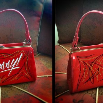 Definitive Arts - Custom Hand Pinstriped Vintage Purse from Definitive Arts www.definitivearts.net - Signmaking Near Me