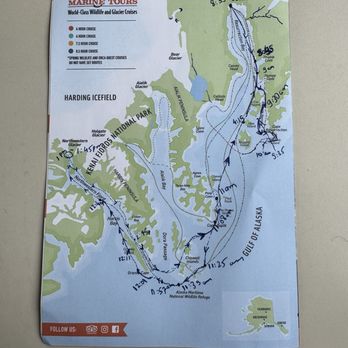 Major Marine Tours - The route of the tour on a map provides by major marine. - Boating Near Me - Seward, Alaska
