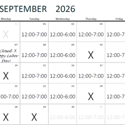 Pinnacle Pro Shop - Pinnacle Pro Shop Calendar for 2026 - 09