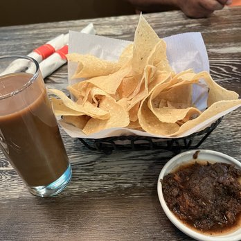 Chevys - Hot coffee, chips & salsa (I've never seen salsa this color!) - Mexican Near Me - Fairfield, California