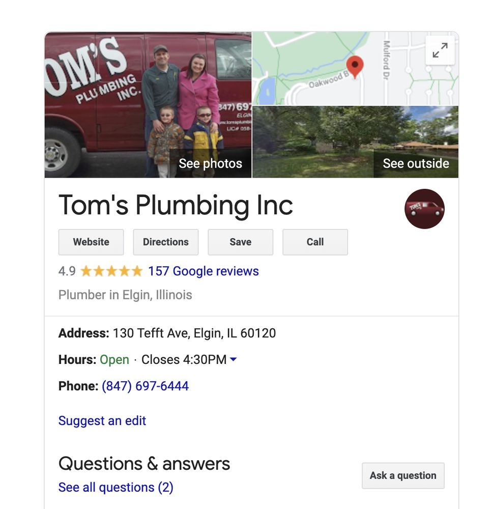 Slide of Tom's Plumbing Inc