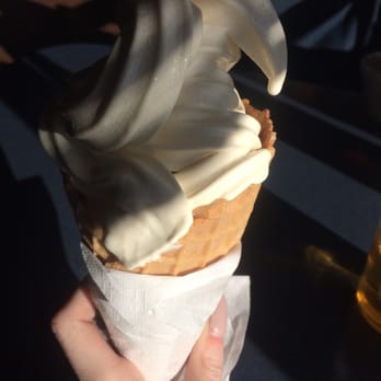 Neptune's Net - large waffle cone with vanilla frozen yogurt - Seafood Near Me - Malibu, California