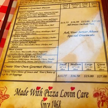 Partons Pizza - Specialty pizza offerings. My favs were supreme, bacon tomato and the squealer (surprising as I typically like  traditional supreme best) - Pizza Near Me - Fort Worth, Texas