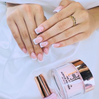 Scorpio Nail & Spa - Acrylic with frenchy and designs - Nail Salons Near Me - Cypress, Texas