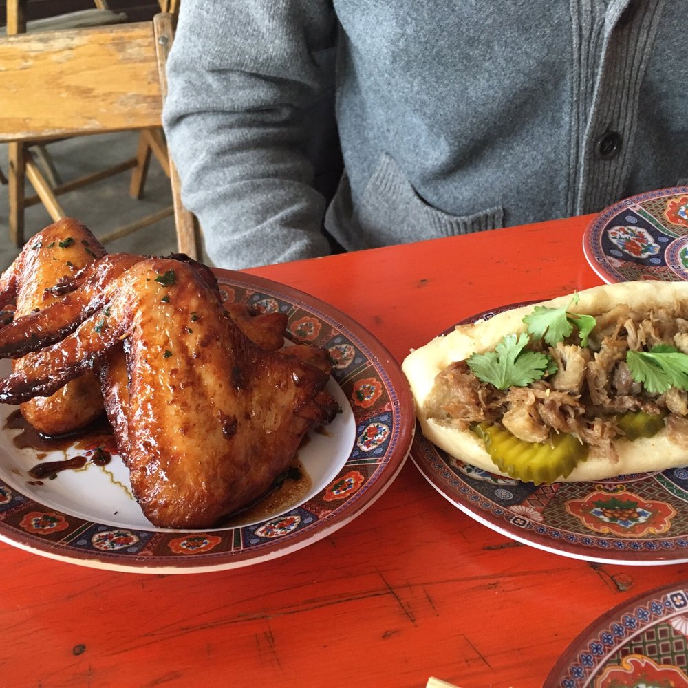 Backbar - Chicken wings & pork buns (it's actually one big bun) - Cocktail Bars Near Me - Hudson, New York