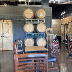 Moody Family Wines - Love the barn door slides to the storage room. Adds a certain southern je ne sais quoi.