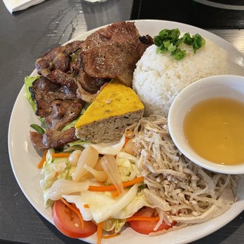 Tay Ho - Rice plate with grilled pork, egg cake and shredded pork - Vietnamese Near Me - Santa Clara, California Tay Ho - Rice plate with grilled pork, egg cake and shredded pork - Vietnamese Near Me - Santa Clara, California