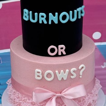 Katie Rose Bakery - Gender Reveal Burnouts or Bows? Cake - Bakeries Near Me - Hopewell Junction, New York Katie Rose Bakery - Gender Reveal Burnouts or Bows? Cake - Bakeries Near Me - Hopewell Junction, New York