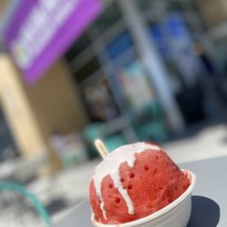 Ululani’s Hawaiian Shave Ice - Livermore - Keiki strawberry coconut with Haupia drip