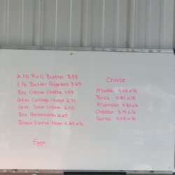 Huron General Store - As of 4/17/2021, prices for homemade butter and cheese. Yum!