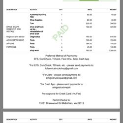 Amigo's Commercial Truck & Repair - Invoice
