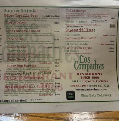 Menu photo 2 Los Compadres Mexican Restaurant Hayward, CA Menu photo 2 Los Compadres Mexican Restaurant Hayward, CA