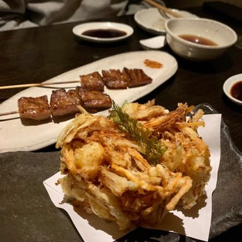 Tei-An - Complimentary tempura and pork skewers in the back - Japanese Near Me - Dallas, Texas Tei-An - Complimentary tempura and pork skewers in the back - Japanese Near Me - Dallas, Texas