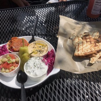 Lemon Zest Cafe - Sampler with pita bread - Mediterranean Near Me - Glendale, California