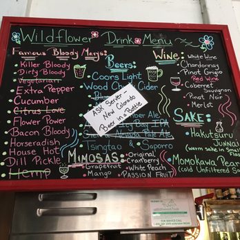 Wildflower Cafe - Drink menu needs a little re-do job. - Breakfast & Brunch Near Me - Evergreen, Colorado