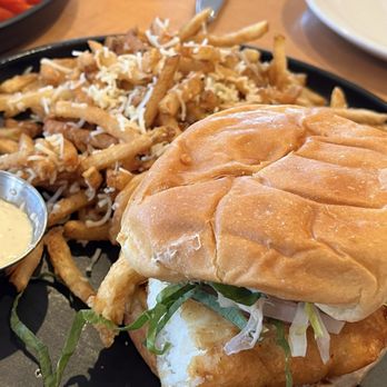 Jack's on the Water - Halibut burger (decent) - Salad Near Me - Sidney, British Columbia Jack's on the Water - Halibut burger (decent) - Salad Near Me - Sidney, British Columbia