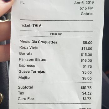 EL Patio Live By Restaurant - Card fee??? Was anyone planning to tell me or explain this to me??? - Sandwiches Near Me - Hialeah, Florida