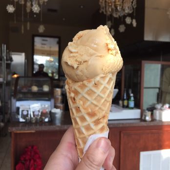 Carmela Ice Cream - 01.05.18 Salted Caramel in cone - Ice Cream & Frozen Yogurt Near Me - Pasadena, California
