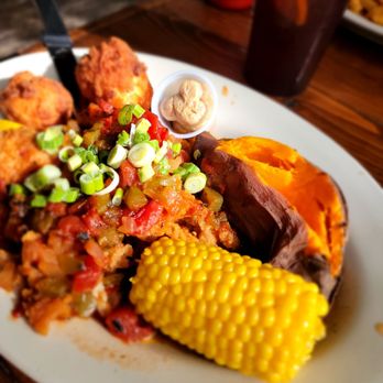 Stumpknockers On The River - Smothered Gator Corn Sweet Potato Hush Pups - Seafood Near Me - Dunnellon, Florida Stumpknockers On The River - Smothered Gator Corn Sweet Potato Hush Pups - Seafood Near Me - Dunnellon, Florida