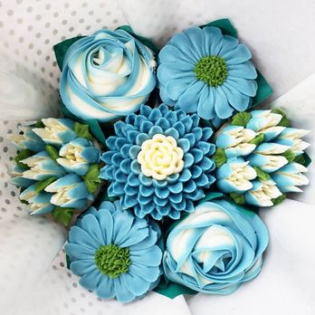 Sugar Happy Bakery - a bouquet of blue flowers - Cupcakes Near Me - Kalispell, Montana