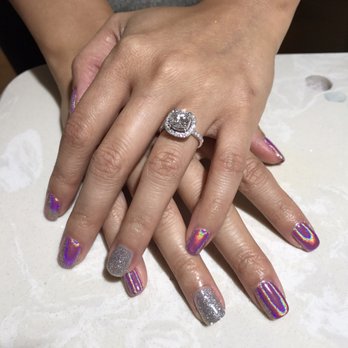 Galaxy Nail - Holographic nails + sparkly silver on the ring finger - Nail Salons Near Me - River Grove, Illinois Galaxy Nail - Holographic nails + sparkly silver on the ring finger - Nail Salons Near Me - River Grove, Illinois