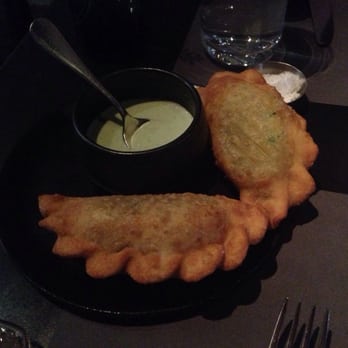 ABC Cocina - Spring Pea Empanadas with Green Chili Yogurt - Latin American Near Me - New York, New York ABC Cocina - Spring Pea Empanadas with Green Chili Yogurt - Latin American Near Me - New York, New York