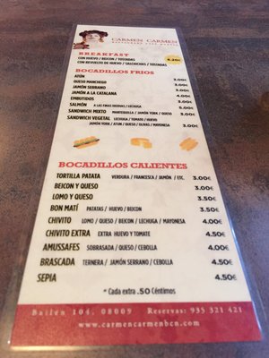 Menu photo 2 Carmen Carmen Barcelona, B