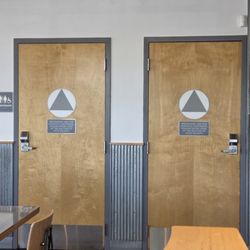 2 large restrooms, see receipt for bathroom door code