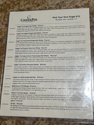 Menu photo 4 Copper Fox Distillery Williamsburg, VA