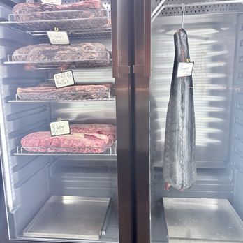 Turf Club - Sturgeon and meat in dry age case - Steakhouses Near Me - Twin Falls, Idaho Turf Club - Sturgeon and meat in dry age case - Steakhouses Near Me - Twin Falls, Idaho